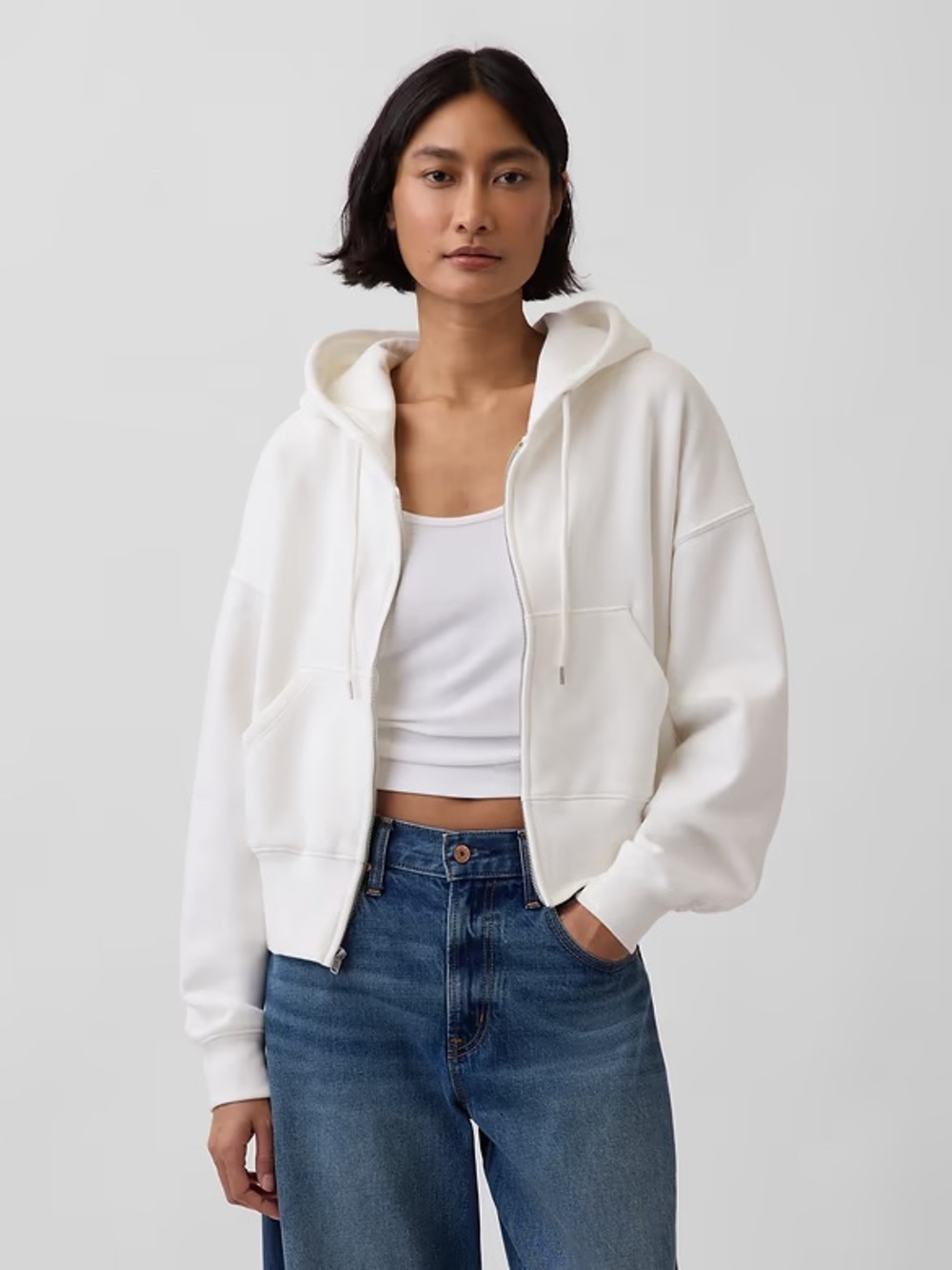 GAP White Full‑Zip Hoodie